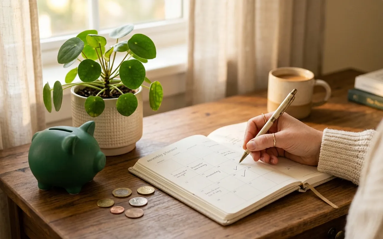 A wall calendar marked with predictable equal monthly installment loan payments